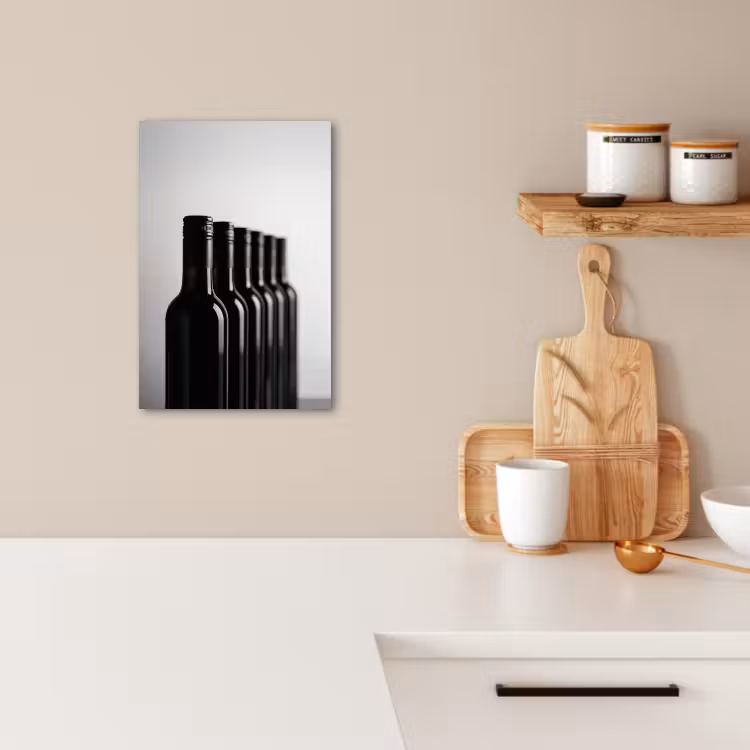 Canvas schilderij - Wijnflessen - Zwart - Minimalistisch — 3