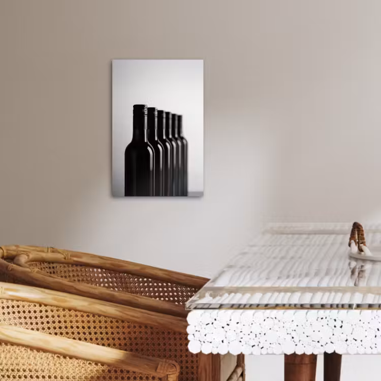 Canvas schilderij - Wijnflessen - Zwart - Minimalistisch — 5