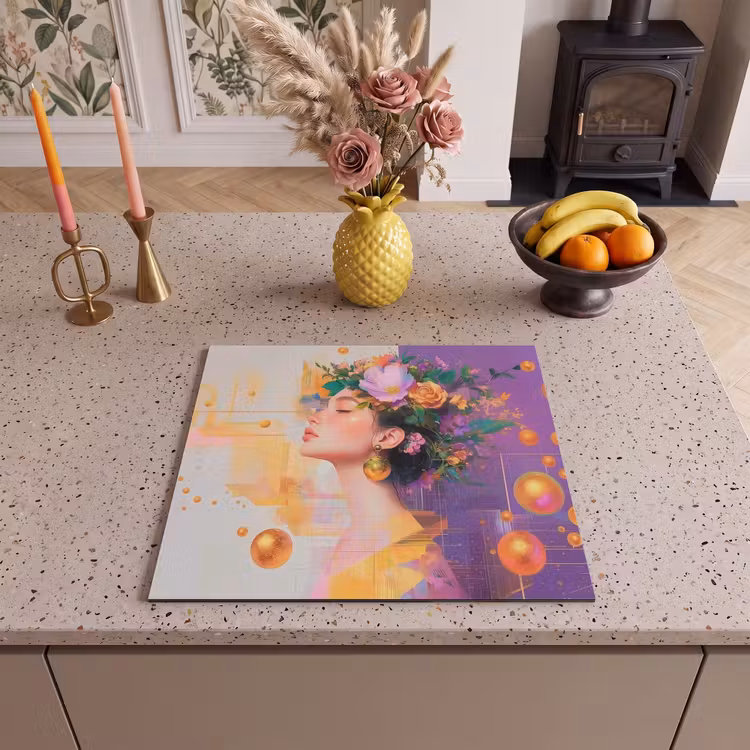 Inductie beschermer - Abstract - Vrouw - Bloemenkroon - Goud — 3