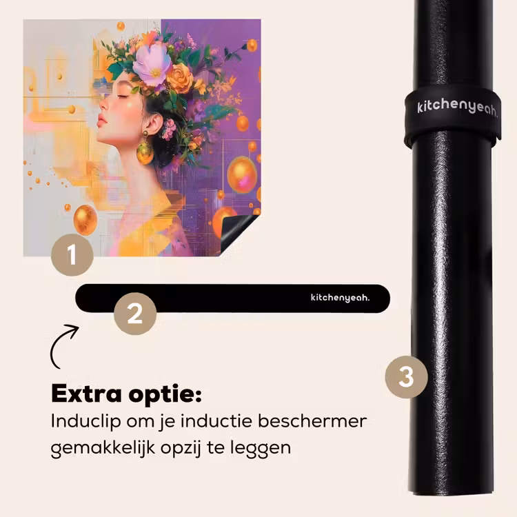 Inductie beschermer - Abstract - Vrouw - Bloemenkroon - Goud — 8