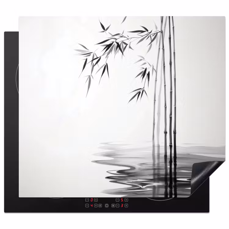 Inductie beschermer - Bamboestammen - Water - Minimalistisch - Wit — 1