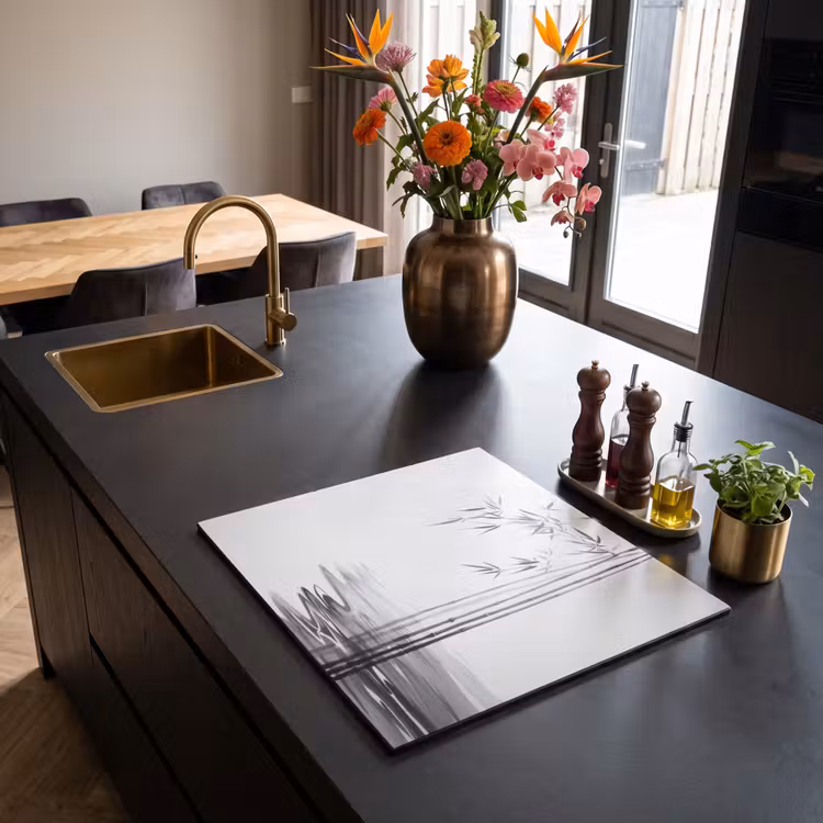 Inductie beschermer - Bamboestammen - Water - Minimalistisch - Wit — 2