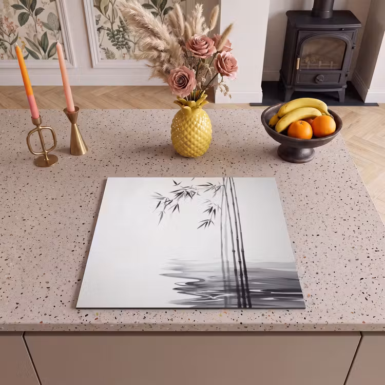 Inductie beschermer - Bamboestammen - Water - Minimalistisch - Wit — 3