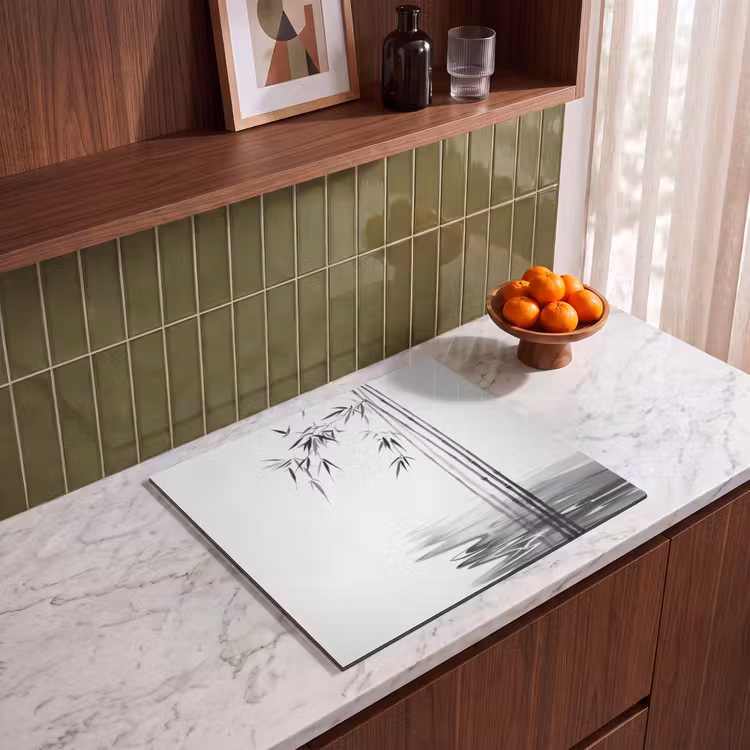 Inductie beschermer - Bamboestammen - Water - Minimalistisch - Wit — 4