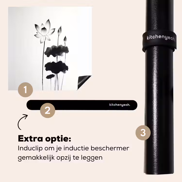 Inductie beschermer - Bladeren - Zwart - Lotusbloem - Minimalitisch — 8