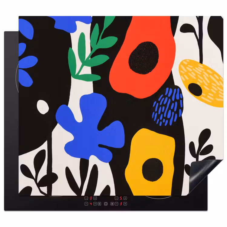 Inductie beschermer - Bloemen - Bladeren - Abstract - Zwart — 1