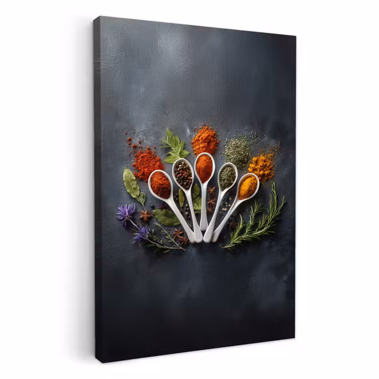 Canvas schilderij - Lepels - Wit - Poeder - Kruiden — 2