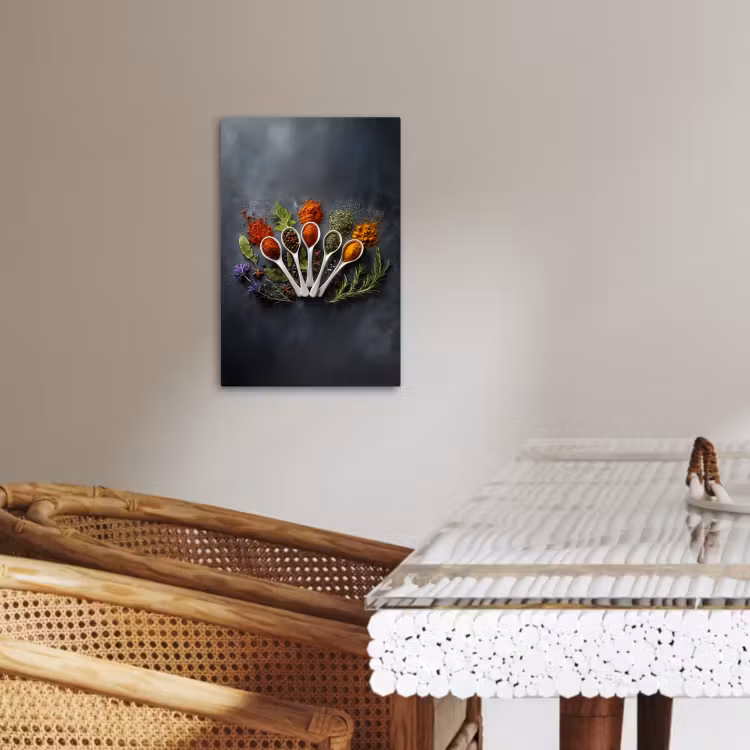 Canvas schilderij - Lepels - Wit - Poeder - Kruiden — 3