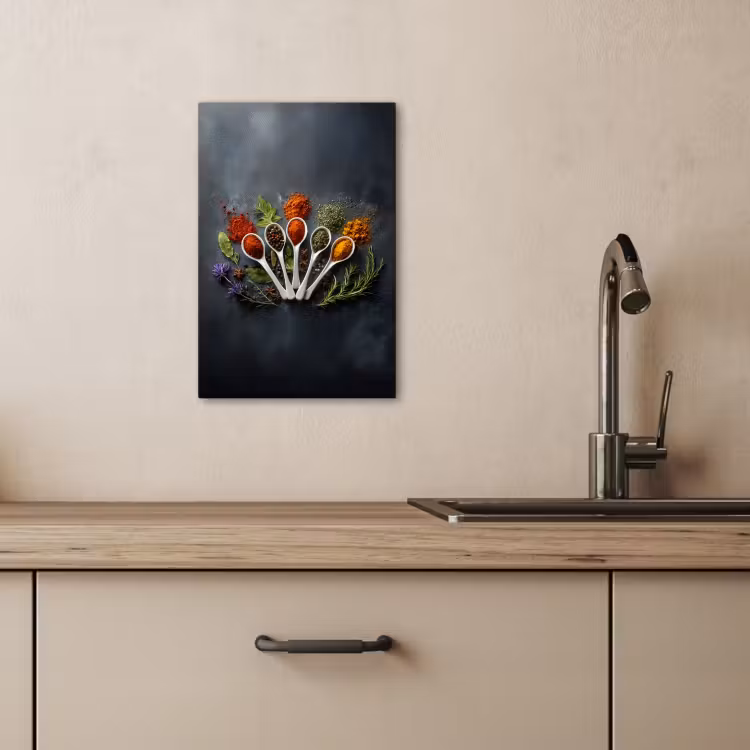 Canvas schilderij - Lepels - Wit - Poeder - Kruiden — 5
