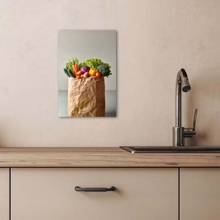 Canvas schilderij - Papieren - Boodschappen - Groente - Kleurrijk — 5