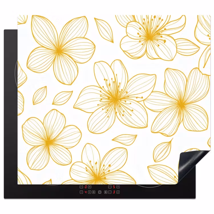 Inductie beschermer - Bloemen - Patroon - Illustratie - Geel — 1