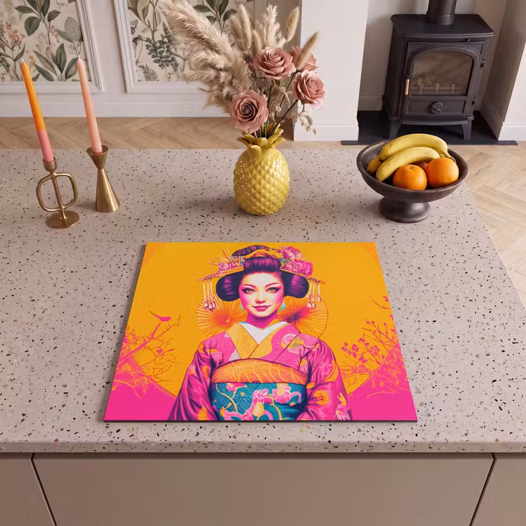 Inductie beschermer - Bloemen - Vrouw - Kimono - Roze — 3