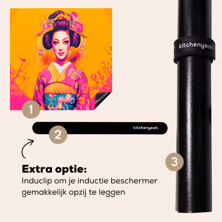 Inductie beschermer - Bloemen - Vrouw - Kimono - Roze — 8