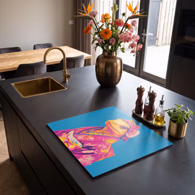 Inductie beschermer - Bloemenkrans - Hagedis - Kimono - Paars — 2