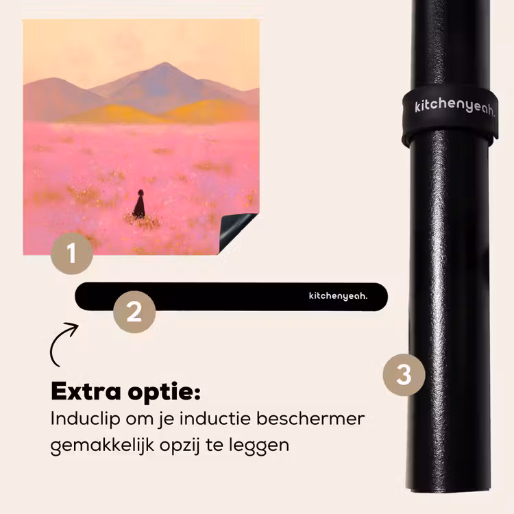 Inductie beschermer - Bloemenweide - Heuvels - Silhouet - Roze — 8