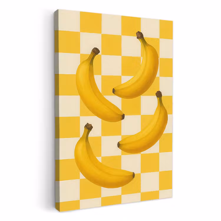 Canvas schilderij - Bananen - Geel - Geblokt — 1