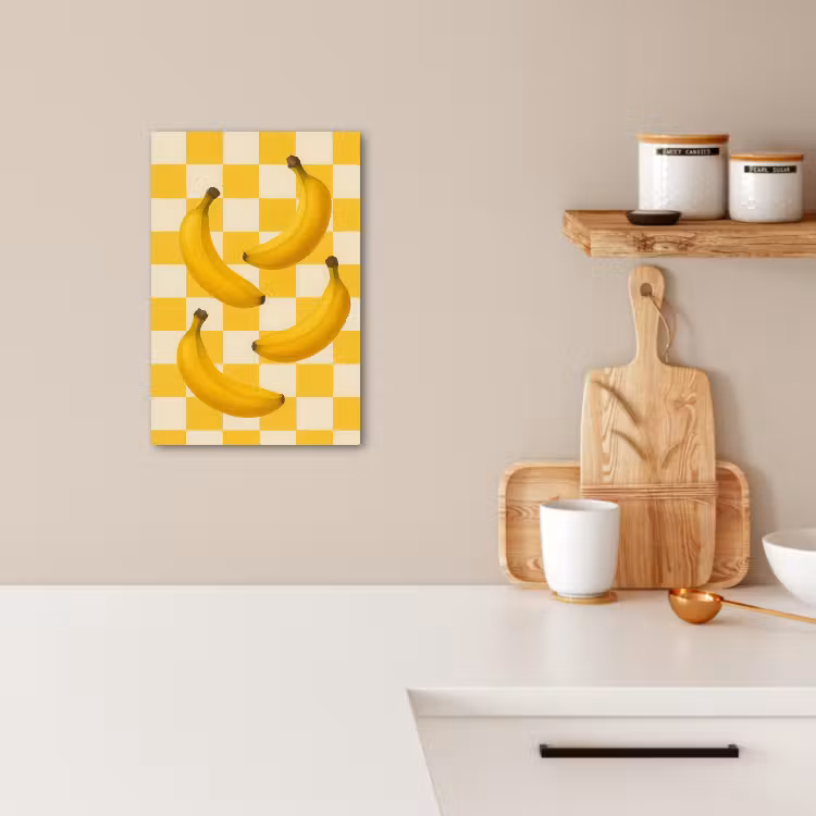 Canvas schilderij - Bananen - Geel - Geblokt — 3