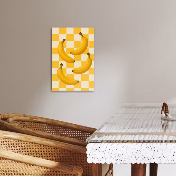 Canvas schilderij - Bananen - Geel - Geblokt — 4