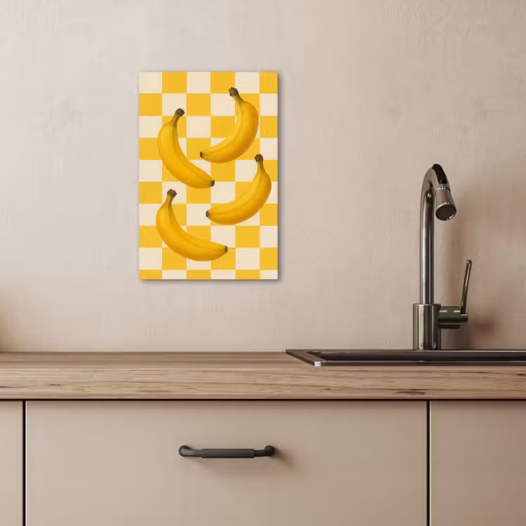 Canvas schilderij - Bananen - Geel - Geblokt — 5