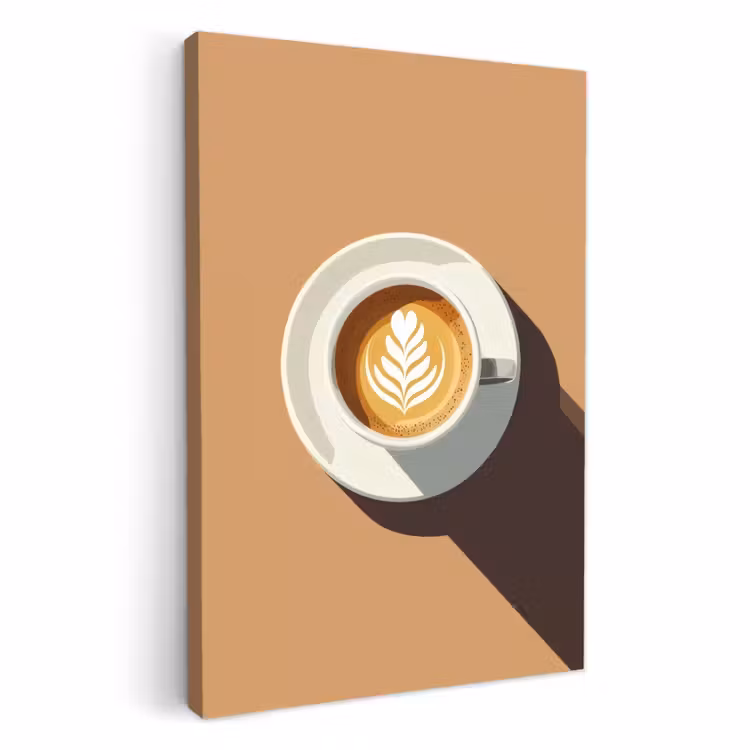 Canvas schilderij - Cappuccino - Kop - Schotel - Minimalitisch — 2