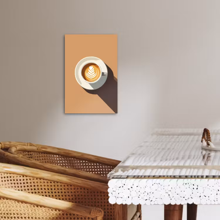 Canvas schilderij - Cappuccino - Kop - Schotel - Minimalitisch — 5