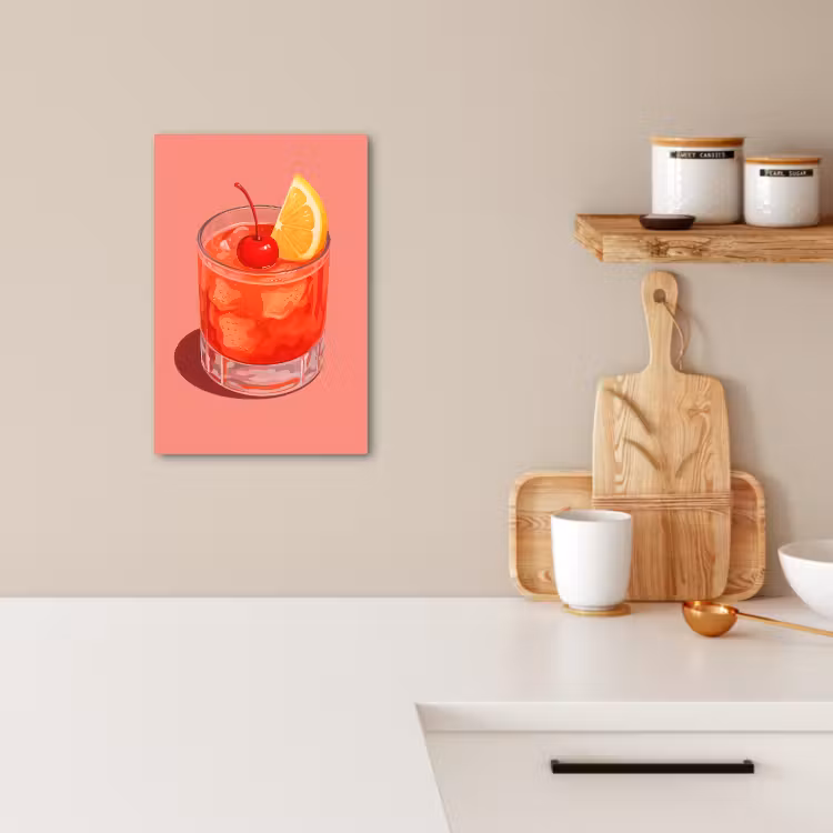 Canvas schilderij - Glas - Ijsblokjes - Citroen - Kers — 4