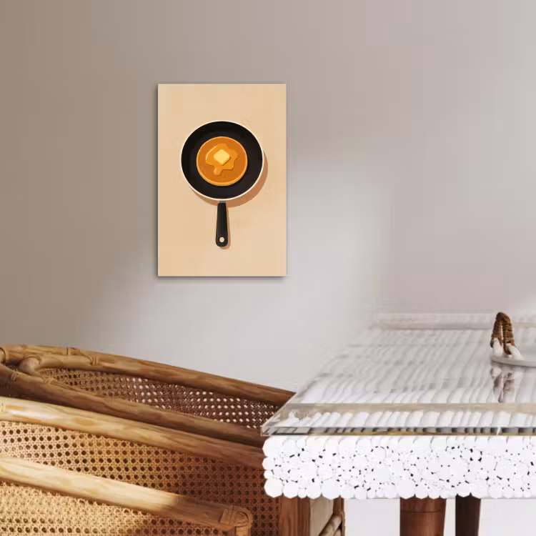Canvas schilderij - Pannenkoek - Koekenpan - Boter - Minimalistisch — 4