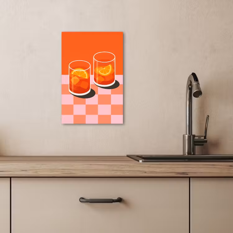 Canvas schilderij - Sinaasappel - Glazen - Oranje — 1