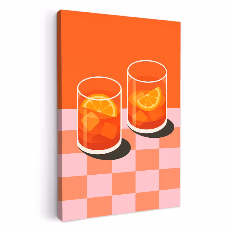 Canvas schilderij - Sinaasappel - Glazen - Oranje — 2