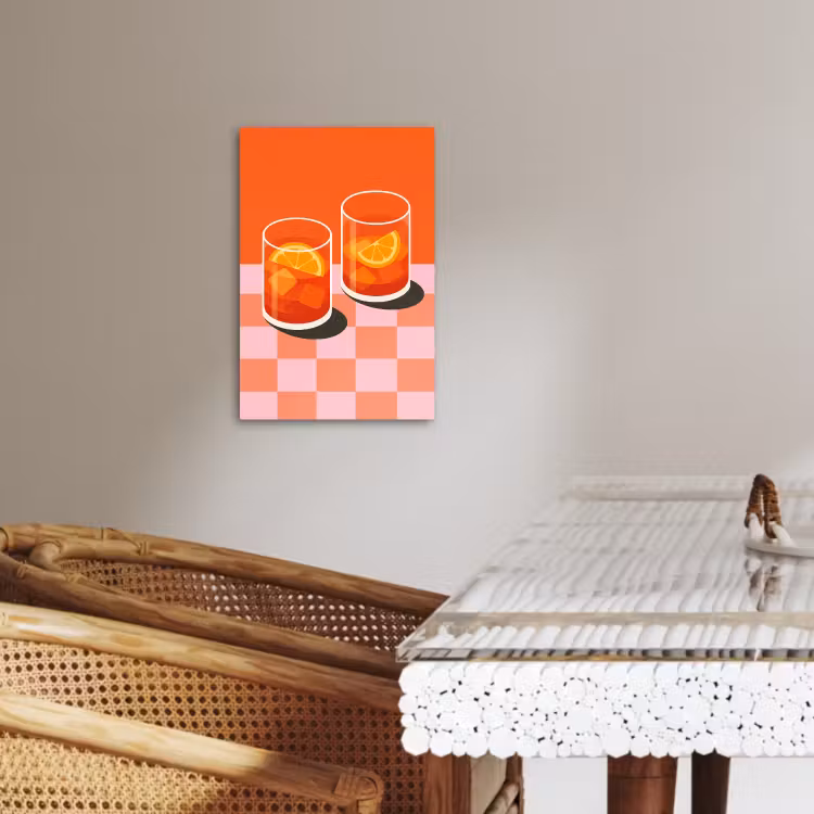 Canvas schilderij - Sinaasappel - Glazen - Oranje — 3
