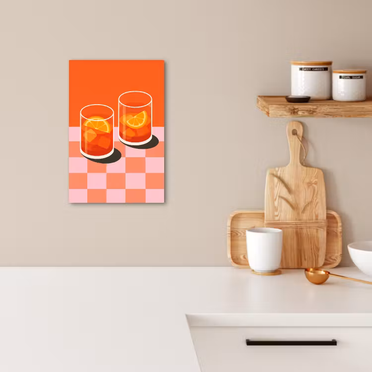 Canvas schilderij - Sinaasappel - Glazen - Oranje — 5