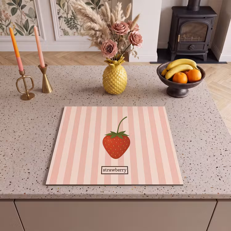 Inductie beschermer - Aardbei - Strepen - Minimalistisch - Rood — 3