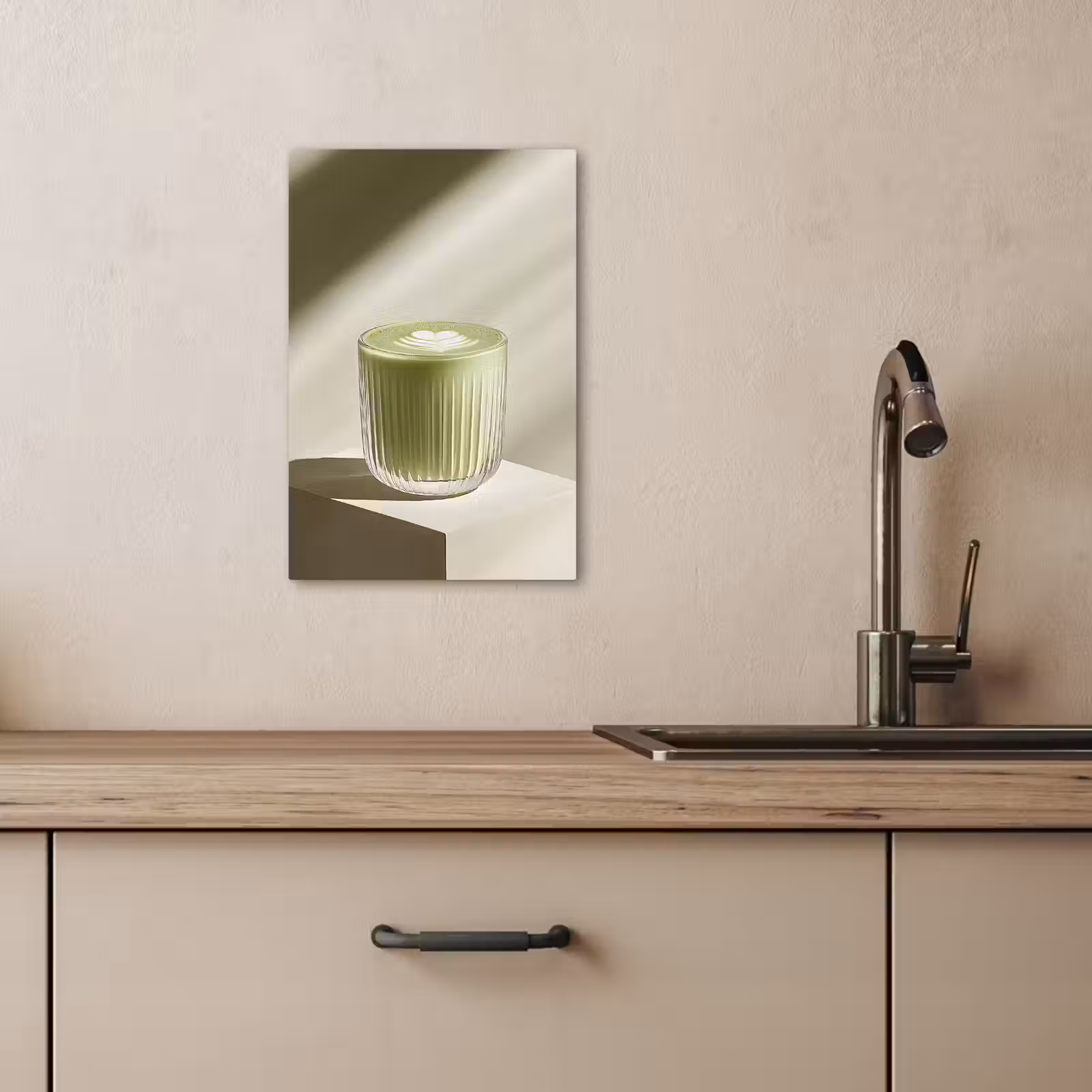 Canvas schilderij - Matcha - Glas - Groen - Minimalistisch — 1