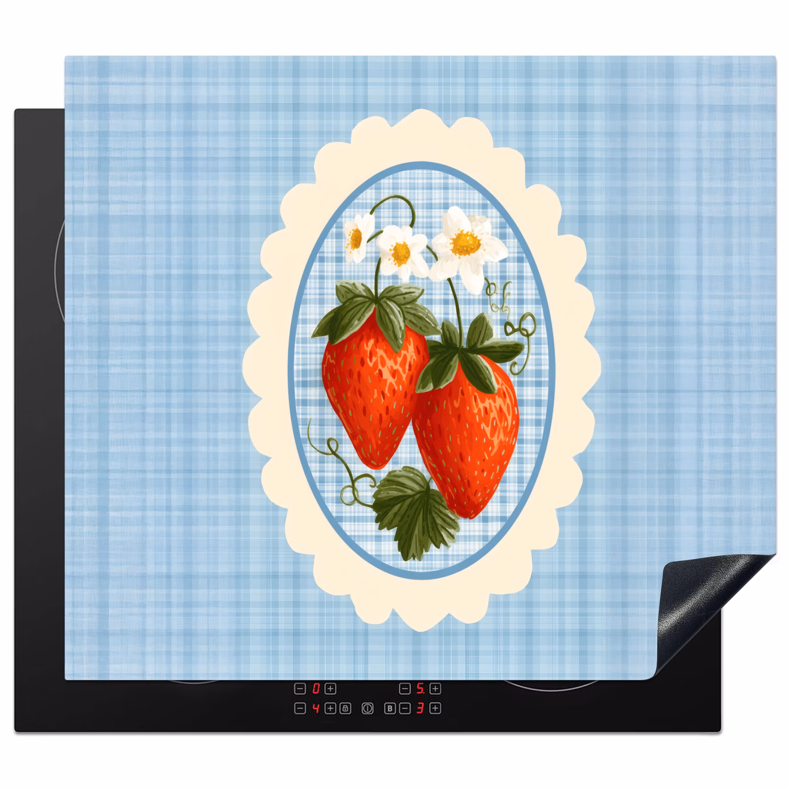 Inductie beschermer - Aardbeien - Lijst - Rood - Geruit — 1