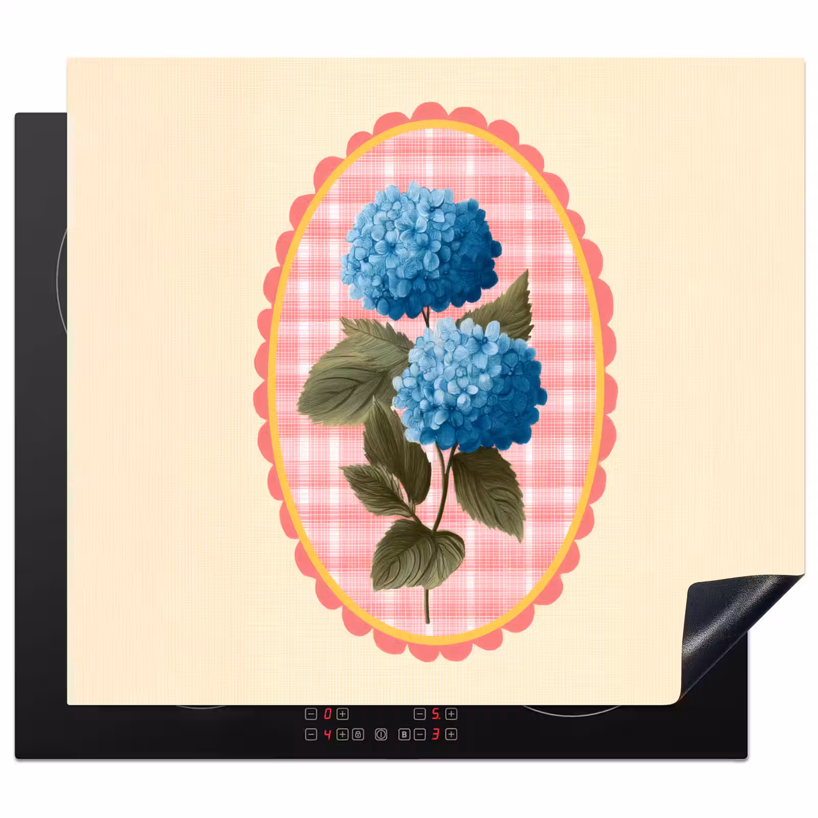Inductie beschermer - Bloemen - Blauw - Lijst - Bladeren — 1