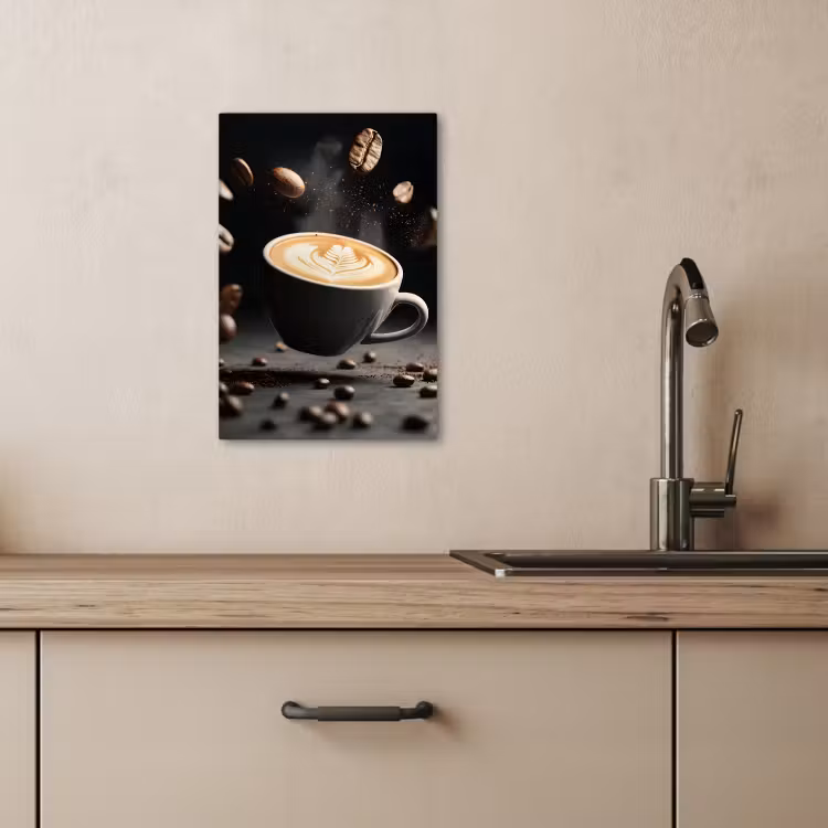 Canvas schilderij - Cappuccino - Kop - Bonen - Bruin — 3