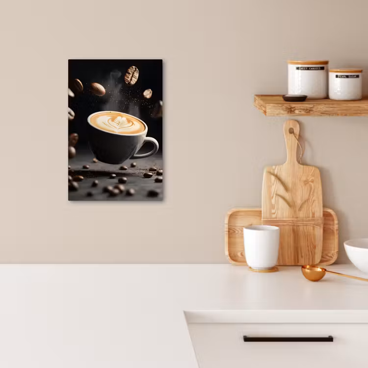 Canvas schilderij - Cappuccino - Kop - Bonen - Bruin — 5
