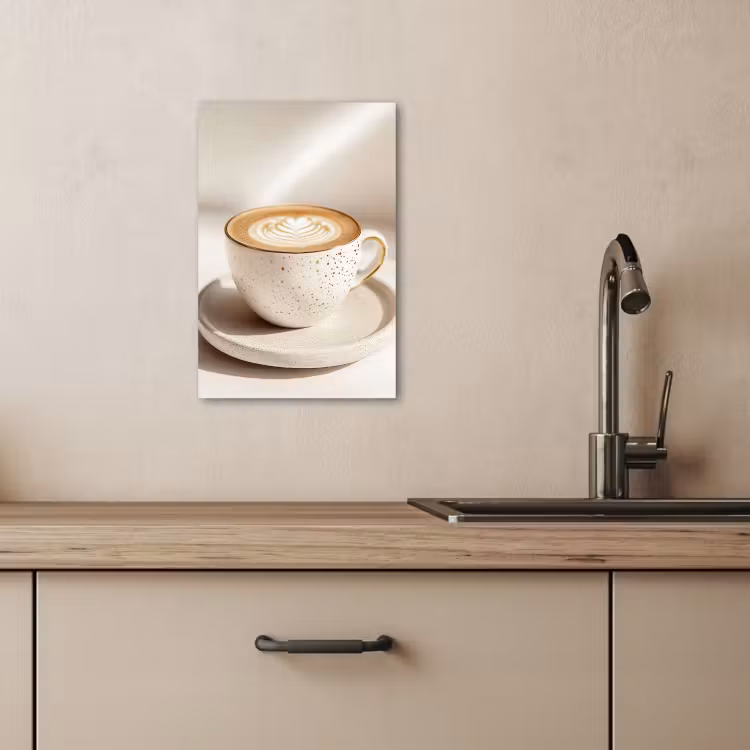 Canvas schilderij - Cappuccino - Schuim - Schotel - Beige — 1