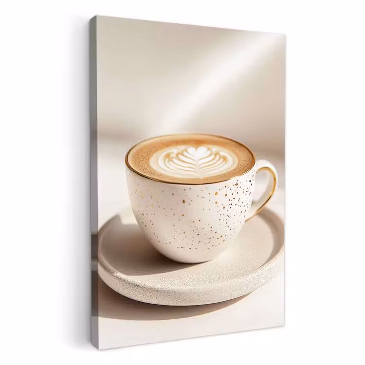 Canvas schilderij - Cappuccino - Schuim - Schotel - Beige — 2