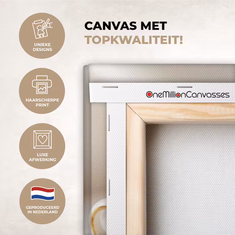 Canvas schilderij - Cappuccino - Schuim - Schotel - Beige — 3