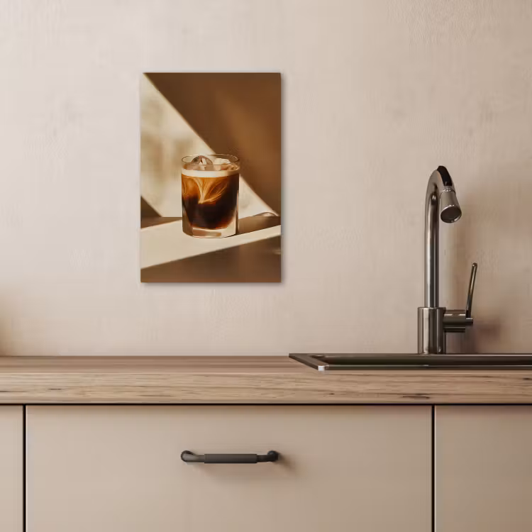 Canvas schilderij - Glas - Ijskoffie - Schaduw - Bruin — 2