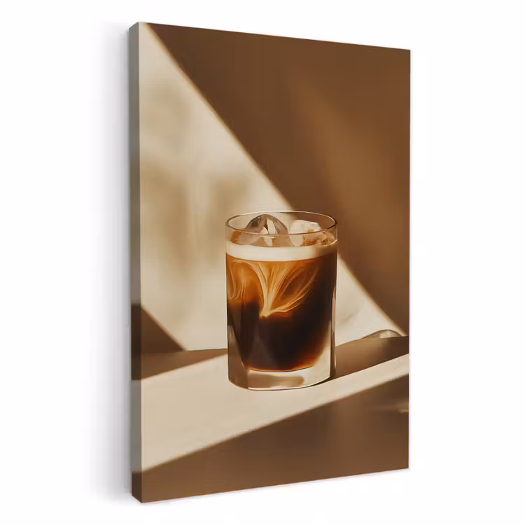 Canvas schilderij - Glas - Ijskoffie - Schaduw - Bruin — 3