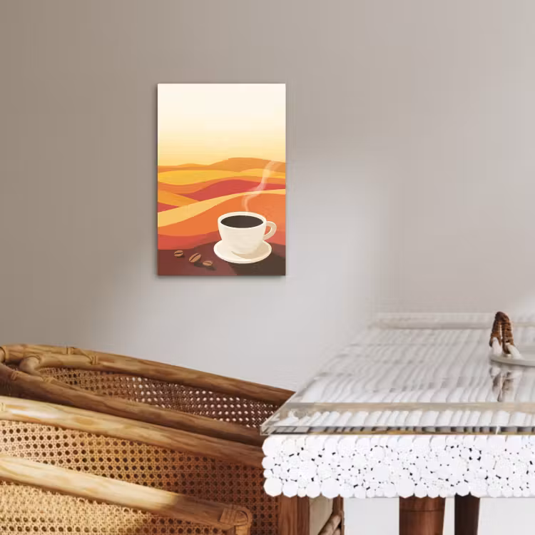 Canvas schilderij - Koffie - Landschap - Oranje - Koffiebonen — 4
