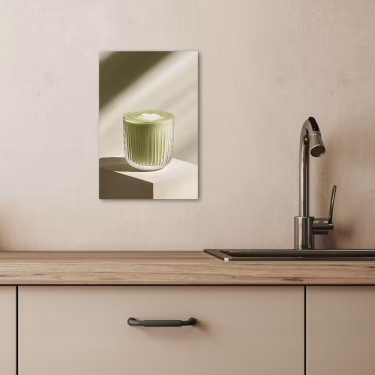 Canvas schilderij - Matcha - Glas - Groen - Minimalistisch — 1