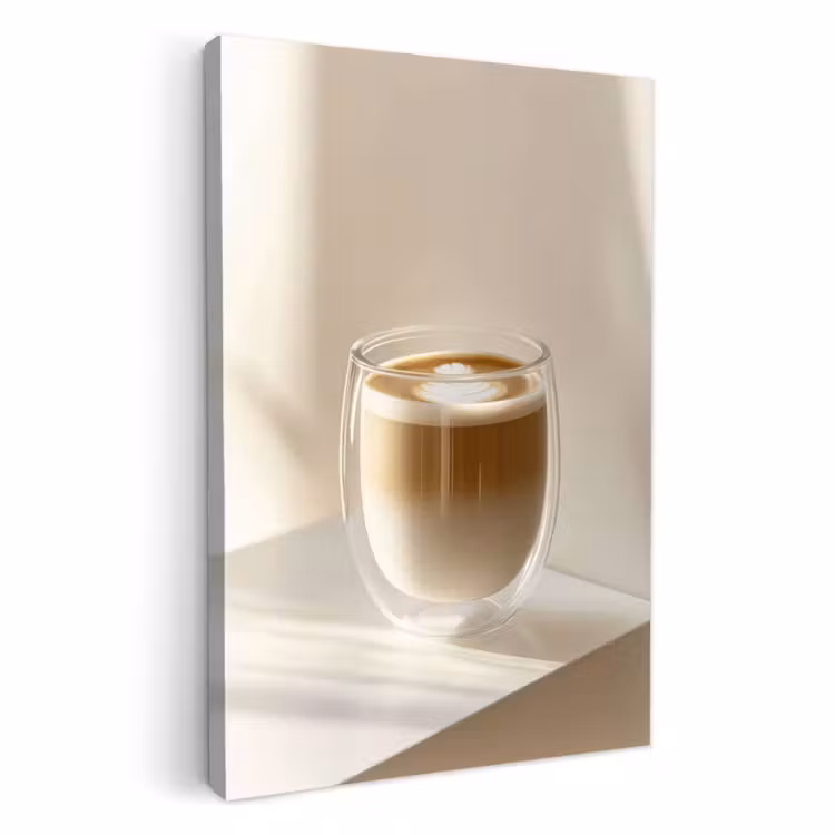 Canvas schilderij - Mok - Latte - Minimalistisch - Schaduw — 3