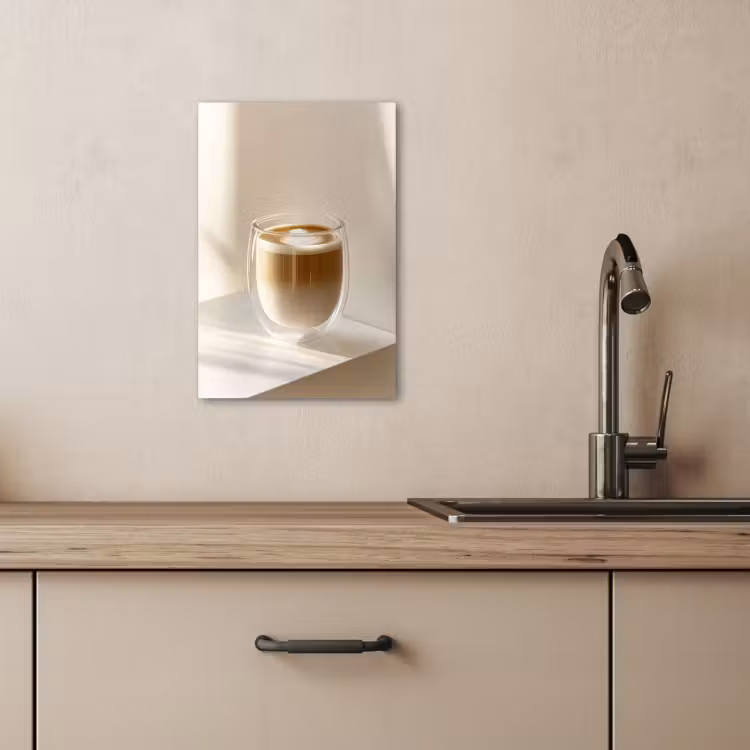 Canvas schilderij - Mok - Latte - Minimalistisch - Schaduw — 5