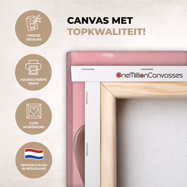 Canvas schilderij - Roze - Mokkapot - Illustratie - Koffie — 1
