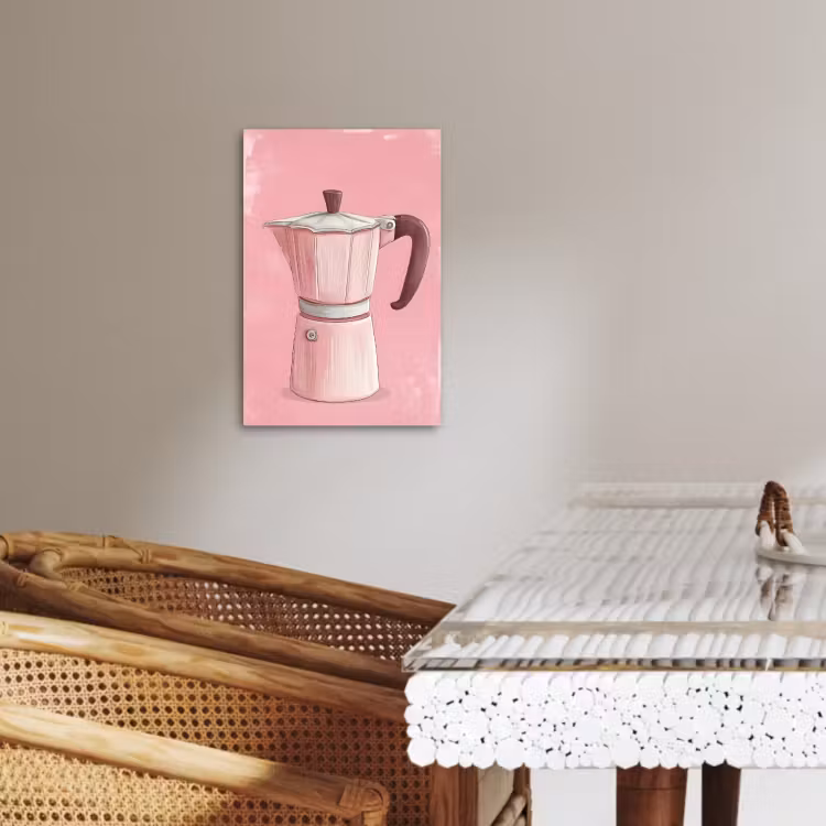 Canvas schilderij - Roze - Mokkapot - Illustratie - Koffie — 5