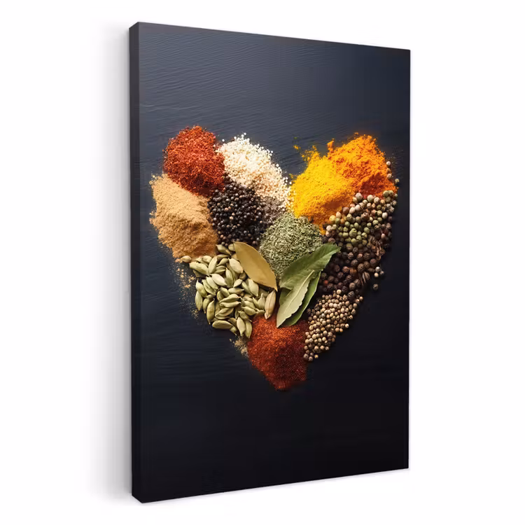 Canvas schilderij - Specerijen - Mix - Hartvorm - Zwart — 1