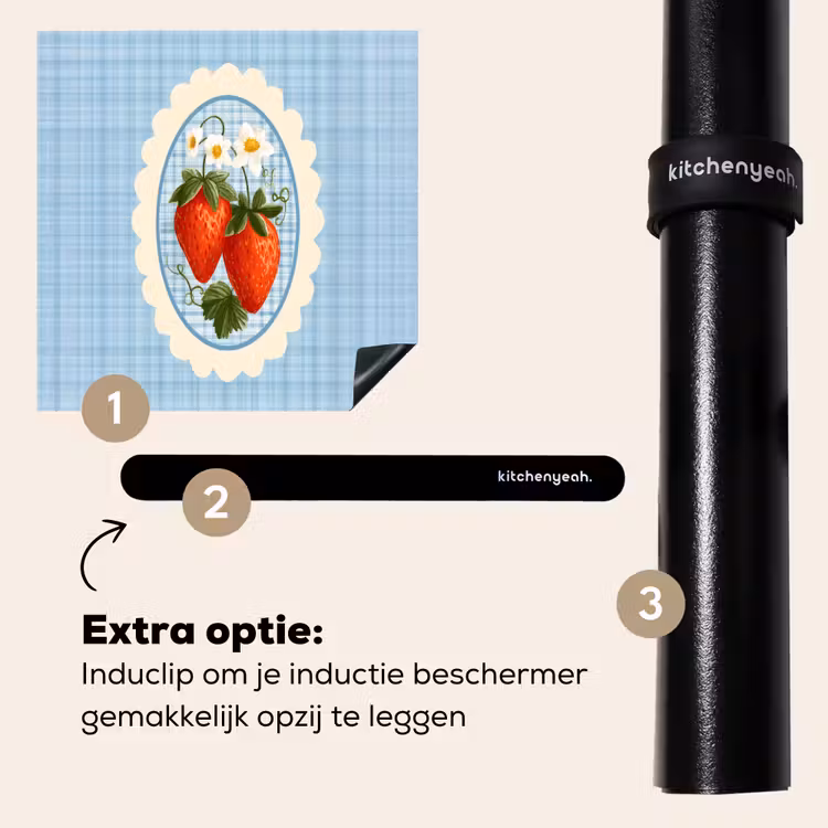 Inductie beschermer - Aardbeien - Lijst - Rood - Geruit — 8